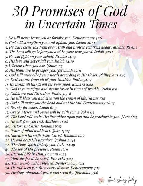 Are you looking for encouraging Bible verses for tough times? During these difficult seasons there is nothing more powerful than to declare God's Promises. Here you'll find 30 verses on God's Promises in the Bible to speak over you and your family. #godspromises #promisesofGod #bibleverses #nofear #scripture #bible God And Family Quotes Scriptures, Scripture To Speak Over Yourself, Declare Gods Word Over Your Life, The Lords Promises, Promise Scriptures, Biblical Promises Scriptures, Bible Verses For Repentance, Who God Is, Bible Verses About Repentance