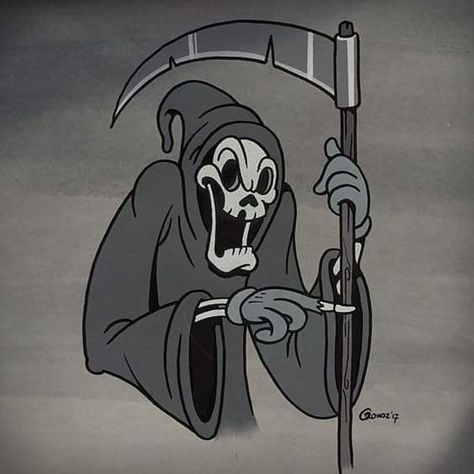 1930 Cartoon Style, Cartoon Tattoo Ideas, Animated Shows, Cartoon Tattoo, Cartoon Vintage, Halloween Cartoon, Grim Reaper, Cartoon Style, Cartoon Character