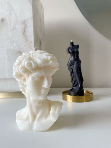 Unleash your inner art lover with this exquisite David candle! 🎨🕯️ Inspired by Michelangelo's iconic masterpiece, this unique candle is a must-have for any art enthusiast. Elevate your home décor and ignite your passion for the classics! David Candle, Venus Candle, Flame Art, Shaped Candle, Amber Musk, Aroma Candle, Roman Goddess, Nova Scotia Canada, Goddess Of Love