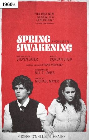 Musical Posters Aesthetic Broadway, Broadway Posters Vintage, Vintage Broadway Posters, Broadway Poster Design, Musical Theater Poster, Spring Awakening Poster, Playbill Poster, Townhouse Bedroom, Broadway Musicals Posters