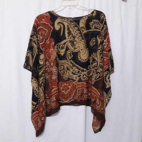 Susan Graver Blouse Size 1x Chiffon Batwig Sleeve Flowy Multi Color Kimono Style Paisley Print Length 26" 100% Nylon New Without Tags Offers Are Welcome Smoke & Animal Free Thank You For Visiting My Closet/Store. I See You Love This Item. If You Would Like To Have It, Please Send Me A Reasonable/ Fair, Best Offer To Accept Or Counter Offer. Peace & Blessings Shimmer Blouse, Closet Store, High Low Blouse, Beaded Blouse, Sequin Shirt, Poncho Tops, Embellished Blouse, Lace Peplum, Susan Graver