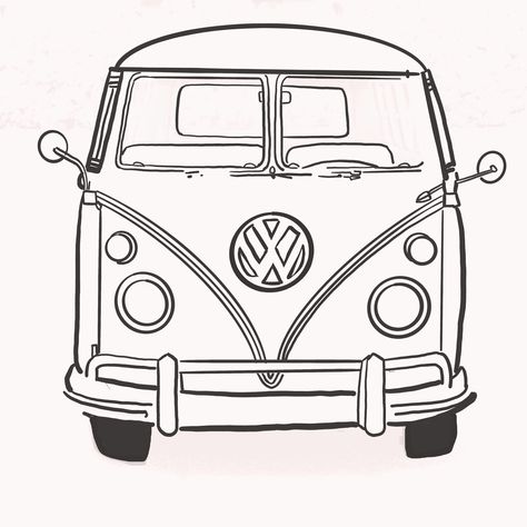 A coloring page for you and your family. Download print and cut. #colorwithfrank Van Drawing, Bus Drawing, A Coloring Page, Map Tattoos, Volkswagen Van, Rhinestone Projects, Vw Van, Car Drawings, Car Posters