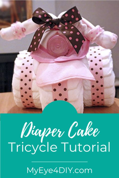 Diaper Cake Tutorial Step By Step, Dipper Cakes Diy, How To Make A Diaper Cake Step By Step, Baby Girl Diaper Cake Ideas, How To Make A Diaper Cake, Girl Diaper Cake Ideas, Motorcycle Diaper Cake Tutorial, Diy Diaper Cake Tutorial, Dipper Cakes