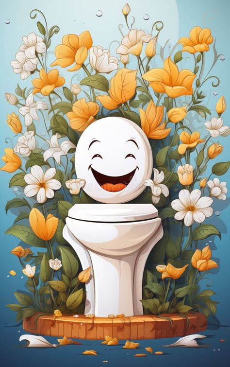 Creative and funny poster with cartoon cheerful positive white toilet royalty free stock photo Toilet Cartoon, Cartoon Toilet, White Toilet, Morning Blessings, Funny Posters, Funny Cartoons, Royalty Free Stock Photos, Royalty, Royalty Free