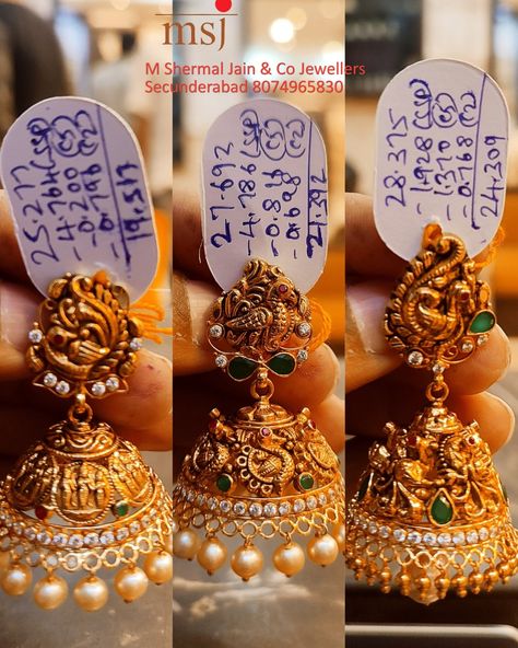 Buttalu Earrings Gold Bridal Latest, Buttalu Earrings, Gold Jumkas, Gold Buttalu, Kalamkari Dresses, Buy Earrings Online, Gold Haram, Gold Tops, Gold Jhumka Earrings