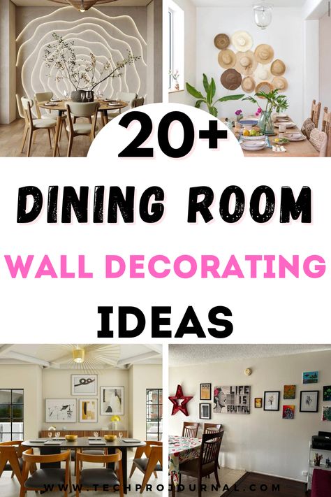 Use this collection of dining room wall decorating ideas to bring personality and style to your space! From art pieces to unique shelving, these decorating ideas will help you design a warm and inviting dining room wall. Wall Decor For Kitchen And Dining Room, Wall Decor In Dining Area, Dinning Wall Decor Ideas Simple, Wall Behind Dining Table Ideas, Diy Dining Room Wall Decor Ideas, Formal Dining Room Wall Decor Ideas, Traditional Dining Room Wall Decor, Prints For Dining Room Wall, Dinning Area Wall Decor