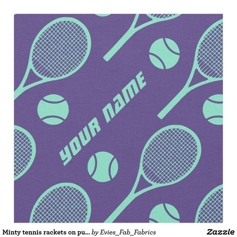 Minty tennis rackets on purple - customizable! fabric Tennis Branding, Tennis Art, Tennis Rackets, Branding Ideas, Eco Friendly Fabric, Colour Palettes, Beautiful Quilts, Simple Life, Water Based Ink