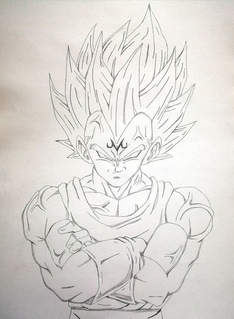 Goku Vegeta Drawing, Majin Vegeta Sketch, Majin Vegeta Art, Vegeta Drawing Sketch, Majin Vegeta Drawing, Vegeta Drawings, Majin Tattoo, Goku Art Drawings, Vegeta Sketch