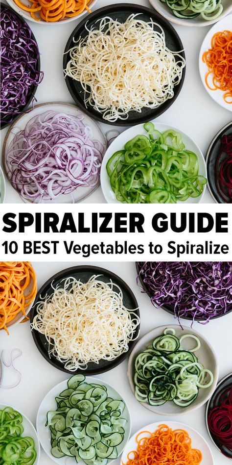 The spiralizer is one of my favorite kitchen tools. Today I'm sharing my favorite vegetables to spiralize along with veggie spiralizer tips and healthy spiralizer recipes. Learn how to spiralize - it's easy! #spiralizer #spiralizerrecipes Spiralizer Recipes Healthy, Low Carb Fast Food, Recipes Learn, Zoodle Recipes, Spiralized Vegetables, Spiralizer Recipes, Veggie Dishes, Favorite Kitchen, Vegetable Dishes