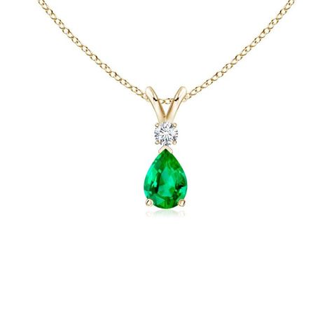 ANGARA Natural Emerald Teardrop Pendant Necklace for Women, Girls with Diamond in Sterling Silver/14K Solid Gold/Platinum | Jewelry Gift for her Beautiful Gold Rings, Emerald Green Necklace, School Wedding, Green Stone Pendant, Solitaire Pendant Necklace, Emerald Pendant, Emerald Necklace, Pretty Necklaces, Teardrop Pendant