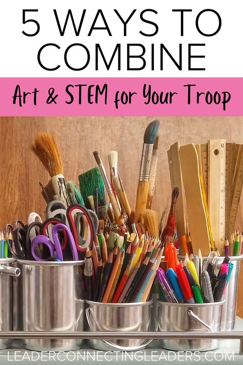 Combine art and STEM for your Girl Scouts with these easy and fun craft ideas for your Girl Scout Troop! STEM and Art badges within! Girl Scout Badge Ideas, Cadette Girl Scouts, March Girl Scout Meeting Ideas, Girl Scout Craft Ideas, Girl Scout Activity Ideas, Girl Scout Cadette, Girl Scout Stem Activities, Girl Scout Promise Activities, Daisy Troop First Meeting Activities