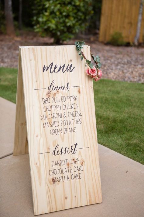 Simple Wedding Checklist, Menu Signs, Wedding Menus Design, Wedding Food Menu, Reception Food, Wedding Reception Food, Wedding Menu Cards, Wooden Wedding, Ideal Wedding