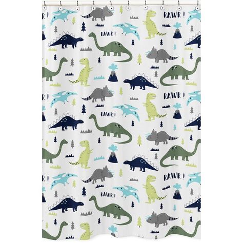 default_name Dinosaur Bedding, Dinosaur Bedroom, Kids Shower Curtain, Stylish Curtains, Sweet Jojo Designs, Cool Curtains, Jojo Designs, Boys Bathroom, Shower Rod