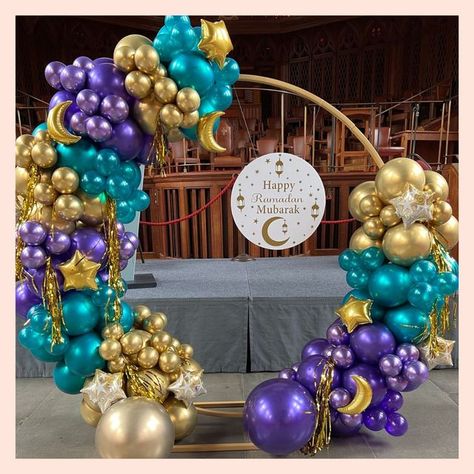 Ramadan Balloon Decorations, Eid Balloon Decorations, Birthday Ring Decorations, Ramadan Event, Balloon Hoop, Eid Balloons, Pumpkin 1st Birthdays, Eid Decor, Ramadan Kareem Decoration