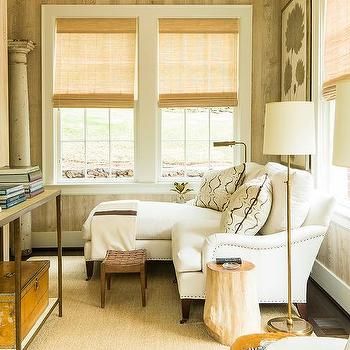 Faux Bois Wallpaper, Phoebe Howard, Media Room Seating, Small Den, White Upholstery, Transitional Living Rooms, Elegant Home Decor, Southern Living, Elegant Homes