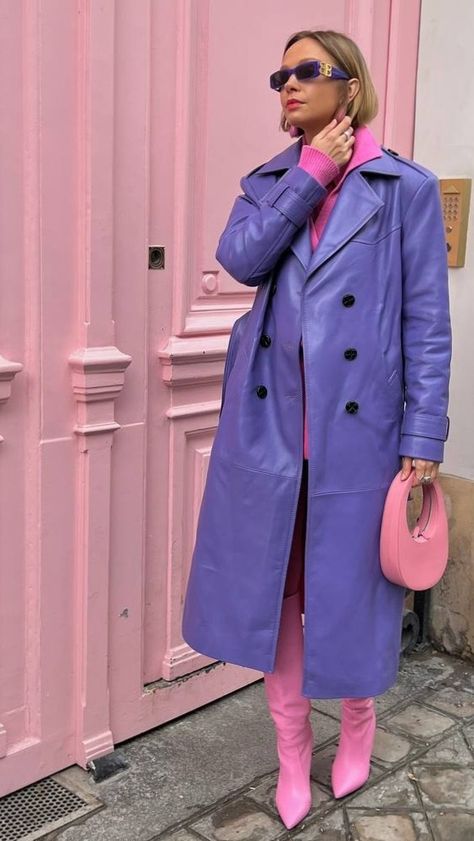 Purple Trench Coat, Purple Fashion, Style Icon, New Black, Trench Coat, Violet, Street Style, Purple, Boots