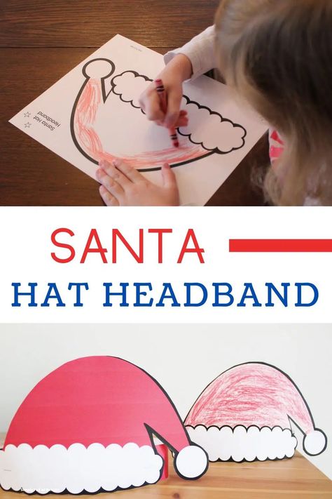 Preschool Christmas Hats - Free Santa Hat Template Santa Hat Preschool Craft, Jingle Bell Crafts Preschool, Santa Clause Craft For Toddlers, Christmas Hat Crafts For Toddlers, Santa Hat Crafts For Kids, Christmas Hat Template Printable, Jingle Bells Crafts Preschool, Santa Hat Craft Preschool, Christmas Hat Crafts For Kids