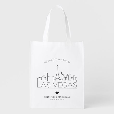 Stylized Illustration, Las Vegas City, Las Vegas Wedding, Popular Bags, Las Vegas Weddings, Wedding Bag, Vegas Wedding, Beautiful City, Reusable Grocery Bags