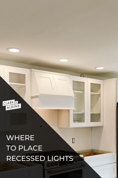 Recessed Lighting Open Floor Plan, Lights For Islands, Recessed Lighting Over Kitchen Island, Kitchen Pot Lights, Kitchen Can Lights Layout, Pot Lights In Kitchen, Can Light Layout, Small Kitchen Lighting Fixtures, Kitchen Recessed Lighting Layout