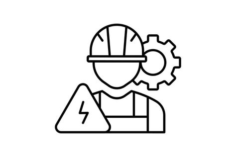 Electrical engineering icon illustration. electrical worker, icon related to industry, manufacturing. Line icon style. Simple vector design editable Electrical Engineering Aesthetic, Engineering Icon, Engineering Aesthetic, Icon Style, Logo Banners, Cityscape Photos, Electrical Engineering, Marketing Design, Line Icon