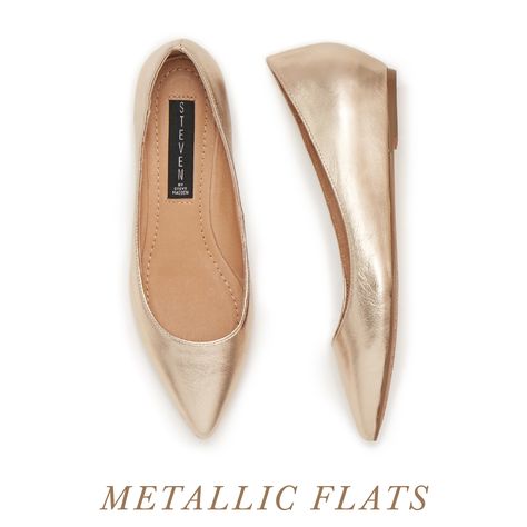 Gold Flats Outfit, Metallic Flats, Stitch Fit, Metallic Shoes, Gold Flats, Black Ballet Flats, Stitch Fix Outfits, Stitch Fix Stylist, Spring Shoes