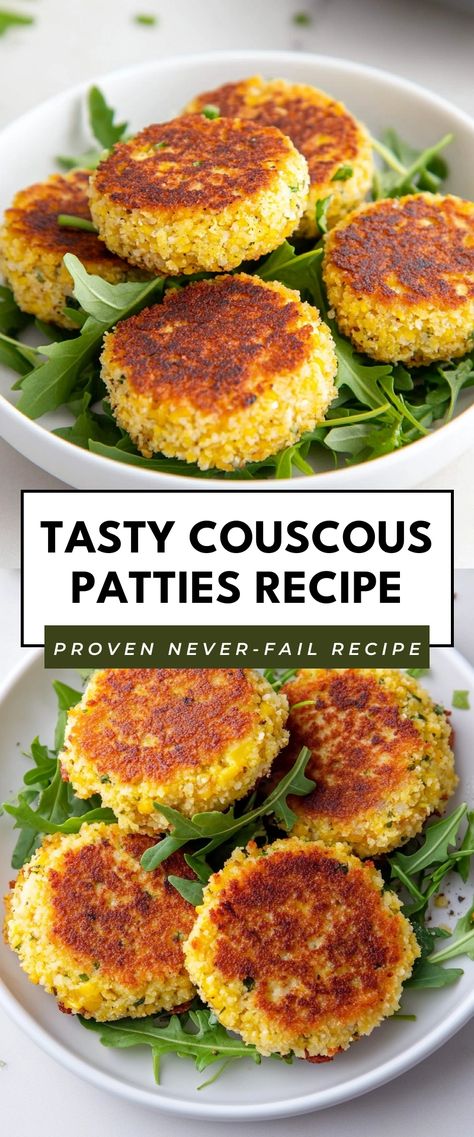 Image for Tasty Couscous Patties Recipe Couscous Recipes Easy, Couscous Meals, Couscous Patties, Leftover Couscous, What Is Couscous, Pearl Couscous Recipes, Couscous Healthy, Farro Risotto, Couscous Dishes