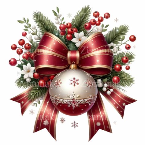 Holiday Greenery, Sublimation Projects, Seasonal Decorations, Christmas Bow, Seasonal Crafts, Elegant Red, Art Png, Jingle All The Way, Christmas Cross