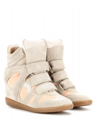 Wedge-Sneakers Bekett Aus Veloursleder ◊ Isabel Marant ♦ mytheresa Women High Top Sneakers, Isabel Marant Sneakers, Grey Wedges, Velcro Shoes, Shoe Inspo, Sneakers Grey, Wedge Sneakers, Suede Wedges, Dream Shoes