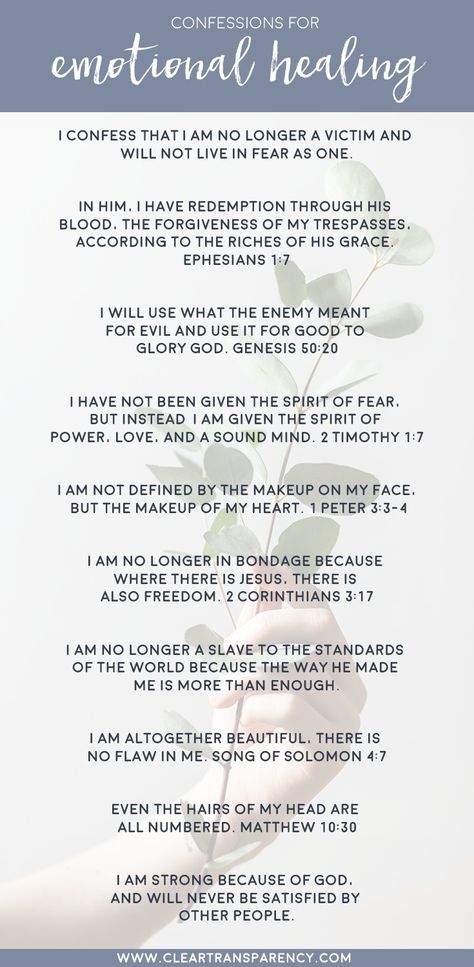 CONFESSION FOR EMOTIONAL HEALING Daily Declarations, Christian Woman Encouragement, Serving God, Biblical Scriptures, Motivational Scriptures, Christian Affirmations, Affirmations Positive, Healing Affirmations, Emotional Strength