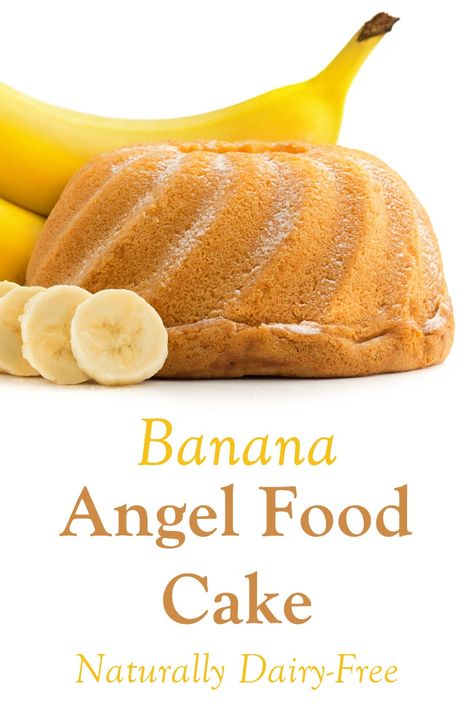 Banana Angel Food Cake Recipe (Nut-Free & Dairy-Free) Angel Food Cake Flavors, Banana Angel Food Cake, Vegan Angel Food Cake, Recipes With Bananas, Angel Food Cake Recipes, Oreo Dirt Pudding, Angel Food Cake Mix, Devotion Nutrition, Freezer Desserts