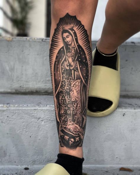 #Tattoos,La Virgen De Guadalupe Tattoo Virgen De Guadalupe Tattoo Ideas, Guadalupe Tattoo, Mother Mary Tattoos, Religion Tattoos, Aztec Tattoos Sleeve, Mangas Tattoo, Virgin Mary Tattoo, Aztec Tattoos, Mexican Tattoo