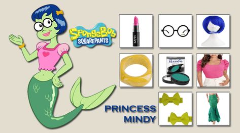 Spongebob Mindy Costume, Princess Mindy Spongebob Costume, Mindy Spongebob Costume, Spongebob Character Costumes Diy, Mindy Spongebob, Spongebob Character Costumes, Spongebob Rave, Spongebob Costumes, Pearl Halloween