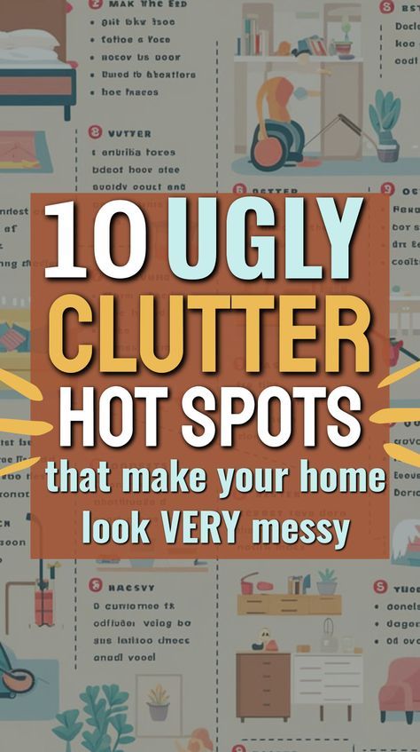 You work so hard to take care of your home and keep your rooms clean, clutter-free and organized, but did you know there are 10 Ugly Clutter Hot Spots That Make Your Home Look VERY Messy? Here's those clutter magnet areas and what to DO about them. Declutter And Organize Aesthetic, Decluttering Ideas Minimalism, Organizing House, Clean Clutter, House Is A Mess, Organize Life, Clutter Solutions, Clutter Control, Declutter Home