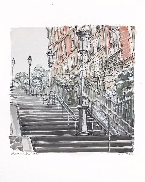 Lina Nordin Gee on Instagram: “Winter in Montmartre. Swipe to see a time lapse of how I painted it ❄️ . . . . . . . #parisaquarelle #pariswatercolour #watercolour…” Paris Snow, Paris View, Paris Art, Time Lapse, Post Cards, Paris, On Instagram, Instagram, Art