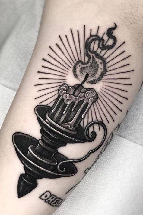 #tattoo #ink #tattooart #tatuaje #bcntattoo #barcelona #blacktattoo #blackwork #frankitattoo #blackworkers #blacktattooing #skinartmag #blackink #btattooing #darkart #candle #candletattoo Candle Light Tattoo, Lantern Tattoo Ideas, Tattoo Lantern, Traditional Candle Tattoo, Candlestick Tattoo, Candle Tattoo Design, Lamp Tattoo, Lantern Tattoo, Card Tattoo Designs