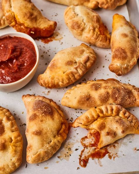 Air Fryer Mini Calzones | Kitchn Calzones Recipe, Air Fryer Recipes Potatoes, Mini Calzones, Air Fryer Pork Chops, Pizza Snacks, Air Fryer Chicken Wings, Air Fryer Oven Recipes, Air Fry Recipes, Air Fryer Recipes Chicken