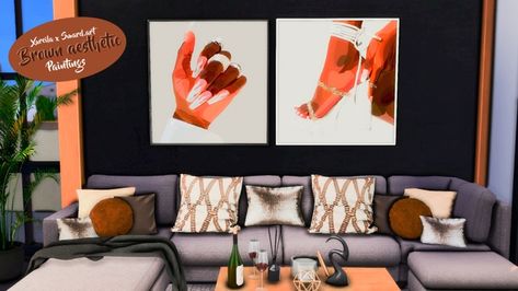 Aesthetic Cc Sims 4, Art Brown Aesthetic, Custom Sims, Sims 4 Builds, Girl Paintings, Aesthetic Paintings, Art Brown, Sims 4 Build, Cc Sims