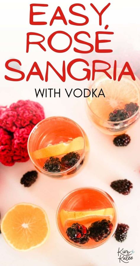 This easy Rosé Sangria with Vodka is perfect for the summer or as a bridal shower punch! It's refreshing, sweet, and oh-so-pretty in pink! We love all of the fresh fruit in it, and a pitcher is ready in just 5 minutes! Sangria With Vodka, Vodka Sangria, Bridal Shower Punch, Shower Punch, Baby Shower Appetizers, Rosé Sangria, Vodka Punch, Bridal Shower Cocktails, Rose Sangria