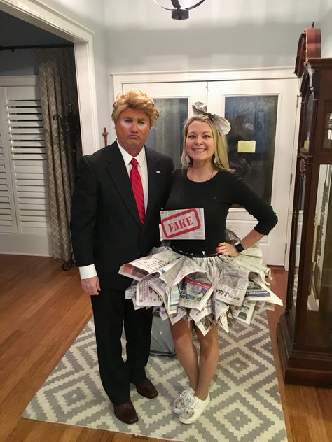 Making Halloween Great again!  #halloween #fakenewscostume #halloweencostumes #diyhalloweencostumes #funnyhalloweencostumes #politics #trump #fakenews #besthalloweencostumes #halloween2018 Costume Halloween Famille, Halloween Halloween Costumes, Funny Group Halloween Costumes, Halloween Costume Couple, Halloween Costumes Women Creative, Creative Halloween Costumes Diy, Best Group Halloween Costumes, Funny Couple Halloween Costumes, Kostum Halloween