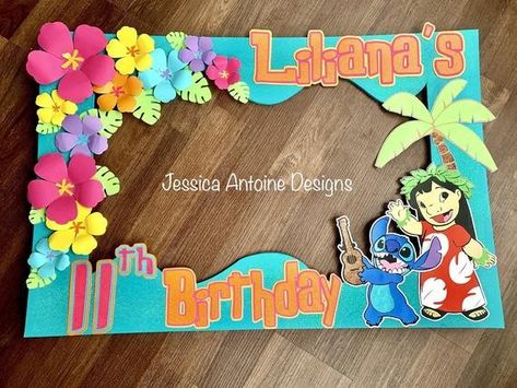 Lilo And Stitch Theme, Baby Party Themes, Stitch Party, Selfie Frame, Stitch Birthday, Luau Birthday Party, Hawaiian Birthday Party, Hawaiian Birthday, Photo Booth Prop