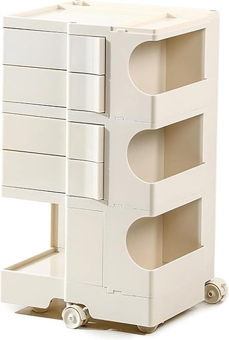 Amazon.com: Multipurpose Utility Storage Cart - MCM Storage with Wheels and Slide Out Drawers - Professional Trolley Cart - Portable Caddy for Salon Supplies, Kitchen Bathroom Sliding Organizer - Creamy White : Office Products Peach Office, Mcm Storage, Storage With Wheels, Storage Caddy, Utility Storage, Trolley Cart, White Office, Storage Cart, Designer Home