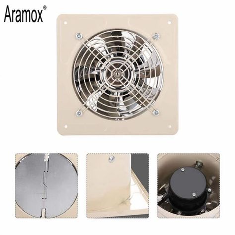 190mm 40W 220V Wall Mounted Exhaust Fan Low Noise Home Bathroom Kitchen Garage Air Vent Ventilation Kitchen Garage, Exhaust Fan, Home Bathroom, Air Vent, Table Fan, Wall Mount, Garage, Fan, Wall