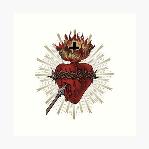 Sacred Heart Drawing, Sacred Heart Pictures, Most Sacred Heart Of Jesus, Catholic Devotions, Catholic Symbols, Sacred Heart Art, Jesus Tattoo, The Sacred Heart, Sacred Heart Of Jesus