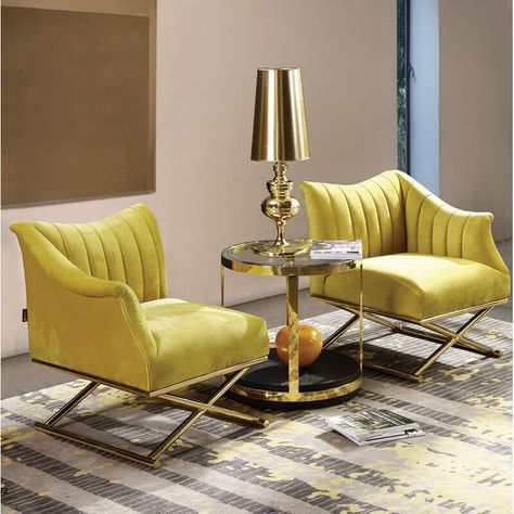 Exclusive Lifestyle, Yellow Chairs, Interior Design Per La Casa, Lounge Chairs Living Room, Luxury Chairs, Living Room Sofa Design, Furniture Pieces, Luxury Living Room, Accent Chair