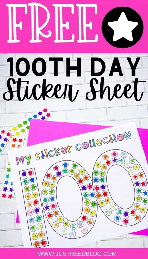 Bringing a 100th Day of School Collection is fun but it can be difficult. This free 100th day of school printable lets your create a 100th day sticker collection for this fun classroom celebration! Download the FREE 100th Day of school sticker sheet today! #100thdayofschool #100thday 100 Days Of School Crafts, 100 Days Of School Activities, 100 Days Of School Project Kindergartens, 100 Días De Clases, Project 50, 100th Day Of School Crafts, 100s Day, 100 Day Of School Project, 100 Day Celebration