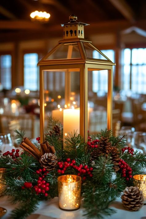 Illuminate Your Winter: The Versatility of Lantern Centerpieces for Winter and Christmas Decor – A Sparkly Life for Me Simple Lantern Centerpieces, Decorating A Lantern For Christmas, Winter Table Centerpieces, Lantern Table Centerpieces, Elegant Table Centerpieces, Lantern Swags, Tall Lanterns, Lantern Decor, Winter Centerpieces