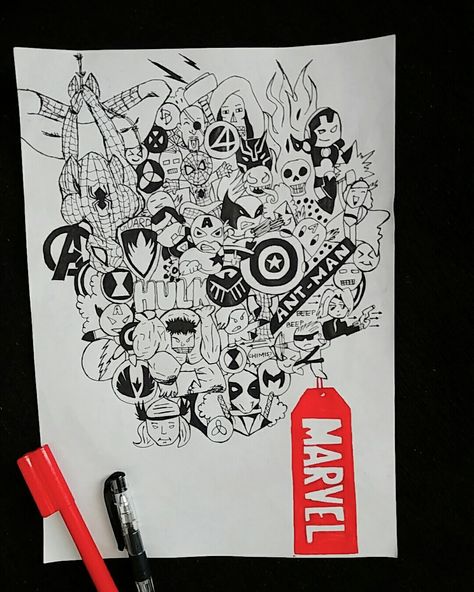 MARVEL DOODLE ART❤ Doodle Art Marvel, Avengers Doodle Art, Marvel Doodle Art, Avengers Doodle, Doodle Marvel, Marvel Doodle, Marvel Doodles, Superhero Artwork, Avengers Drawings