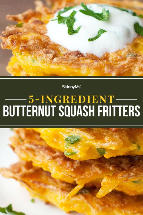 Our 5-Ingredient Butternut Squash Fritters recipe is quick and easy. Make sure to prepare a big stack of them, though—it's impossible to eat just one! Squash Fritters Recipe, Butternut Squash Fritters, Butternut Squash Sage, Bland Diet Recipes, Mashed Butternut Squash, Squash Fritters, Fritters Recipe, Fritter Recipes, 5 Ingredient