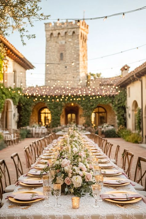 Discover the magic of historic castle venues for your fairytale wedding! With enchanting architecture and stunning landscapes, these unique spaces create unforgettable experiences for you and your guests. Explore more wedding ideas!   #CastleWeddings #FairytaleWedding #WeddingPlanning #UniqueBridalIdeas #HistoricVenues #WeddingInspiration #DreamWedding #WeddingDecor #RomanticVenues #BridalTips #WeddingIdeas #CharmingWeddings #ElegantWeddings #LoveStories #WeddingGoals Castle Reception Wedding, Aesthetic Wedding Venues Castle, Castle Wedding Italy, Wedding With View, Palace Wedding Aesthetic, Castle Wedding Venue Fairytale, Wedding Castle Aesthetic, Castle Core Wedding, Rustic Castle Wedding