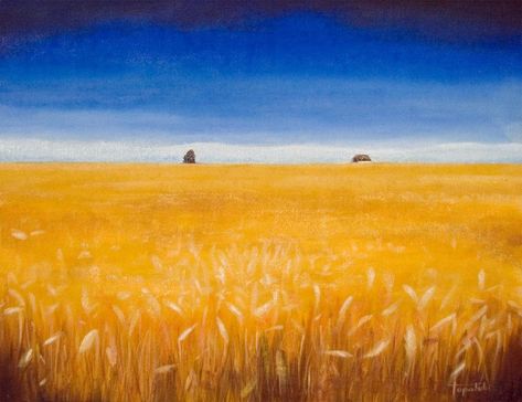 Wheat Field - Oil Painting on Canvas by artist Darko Topalski Watercolor Art Drawings, Oil Flower Painting, Flower Oil Paintings, Field Oil Painting, Oil Painting Videos, Simple Oil Painting, Field Paint, Flower Oil Painting, Oil Painting Inspiration